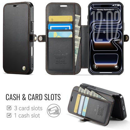 for iPhone 17 Pro Max Slim Case Wallet Wireless Charging, Black - color: Fashion Black, size: iPhone 17 Pro Max - 6.9"