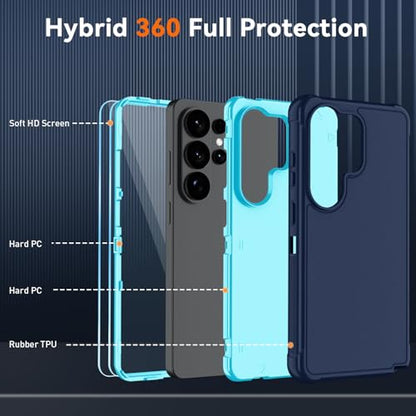 for Samsung Galaxy S26 Ultra Case with HD Screen Protector, 3-Layer Shockproof Military Grade Full Body Protection, Heavy Duty Hybrid Protective Phone Cover (Navy/Blue) - color: Navy/Blue