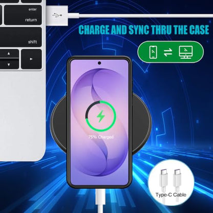 Battery Case for Galaxy S26 Plus,Upgraded 12000mAh Rechargeable Portable Extended Battery Pack Supported Qi Wireless Charging Case Compatible with Galaxy S26 Plus(6.7 inches) Charging Case-Black - size: Galaxy S26 Plus