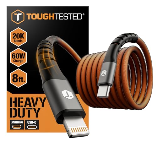 ToughTested 8FT USB-C to Lightning Cable, MFi Certified, 3A Fast Charge
