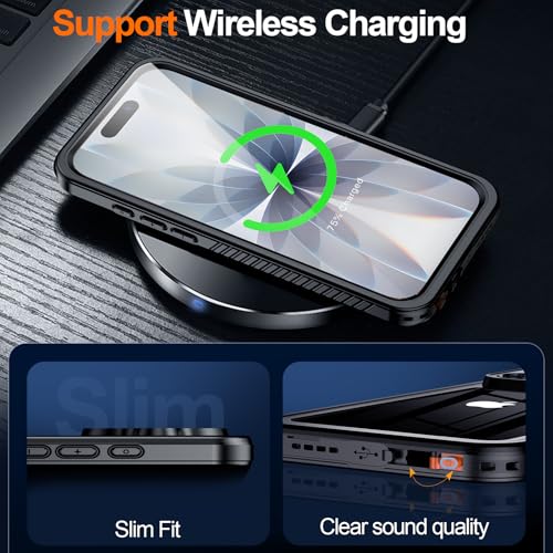 MOZOTER for iPhone 17 Case Waterproof,[IPX8 Underwater Case][Full Body Shockproof & Military Dropproof] Clear Sound Quality Built-in Screen Protector for iPhone 17 6.3 inch-Black - size: For iPhone 17-6.3"