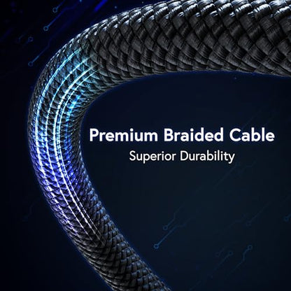 AFFHAUSEN USB-C to USB-C Cable 7ft (2.1m), 60W, Braided Black - color: Black, size: 6ft 10in / 2.1m