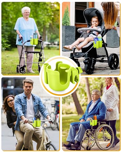 BUNDLEPRO Stroller Cup Holder with Phone Holder, 2-in-1, Green - color: GREEN