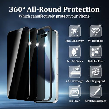 3 Pack Privacy Screen Protector for iPhone 17 Pro Max - size: 17 Pro Max 3PCS