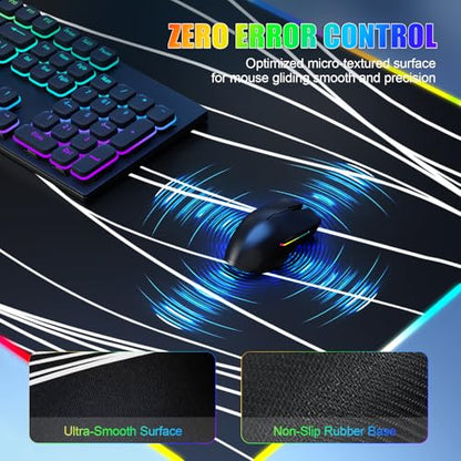 Wireless Charging RGB Mouse Pad with Phone Stand, Large Gaming Desk Mat - color: Wave - 31.5x15.8" Phone Stand No Adapter
