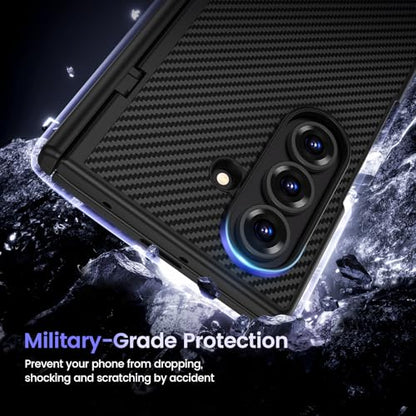 VEGO for Galaxy Z Fold 7 Case with Belt Clip Compatible with Magsafe,Black | Screen Protector & Hinge Protection Full-Body Shockproof Carbon Fiber Hard PC Protective Magnet Case for Samsung Z Fold 7 - color: Black