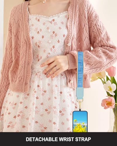 Nipichsha Crossbody Phone Strap with Wallet, Clip and Go Strap for Phone - color: Blue Great Wall