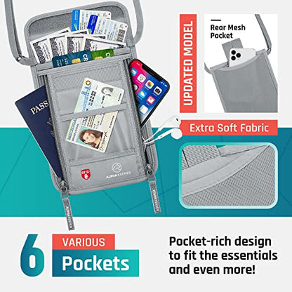 Neck Wallet, Travel Pouch For Passport Holder And Documents, Travel Neck Wallet For Traveling Women. - color: Silver
