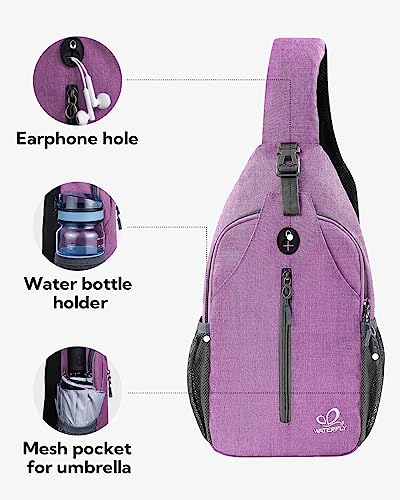 WATERFLY Crossbody Sling Backpack Sling Bag Travel Hiking Chest Bag Daypack | Additional Triangular Strap,Skin-Friendly Shoulder Strap,,Multi-compartment storage,Water-resistant,Breathable back pad - color: Purple(other Style)