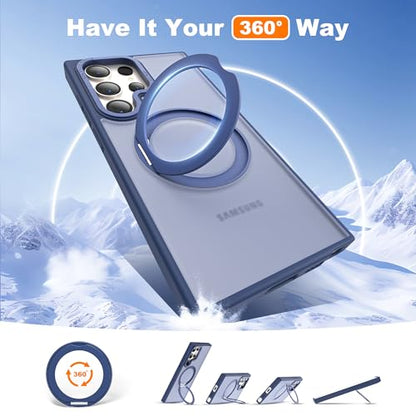 for Samsung Galaxy S22/S23 Ultra Case with Spin Stand,Blue | 360° Spin Magnetic Ring Stand,Compatible with Magsafe,Military Protection Phone Case - color: Blue, size: S22 Ultra & S23 Ultra