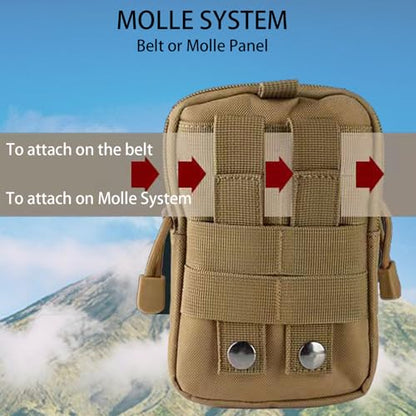 2 Pack Tactical Molle Pouch, Universal EDC Waist Bag Pouches, Outdoor Belt Bags Gear Tool Gadget Pocket with Cell Phone Holster Kakhi - color: kakhi