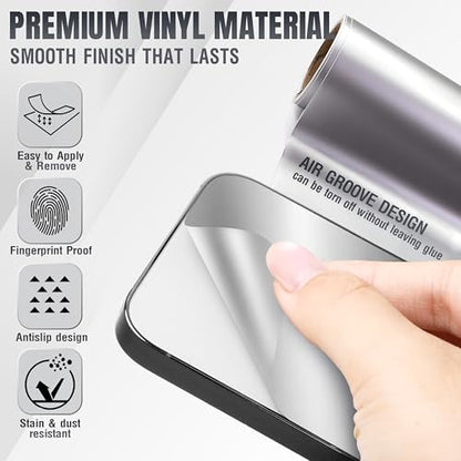 2Pcs Skin Wrap Compatible for iPhone 15 Pro – Slim Decal Vinyl Protective Film for Sides & Back – Sleek Fit, Premium Look – Compatible with All iPhone 15 Pro Cases - Silver - color: Silver