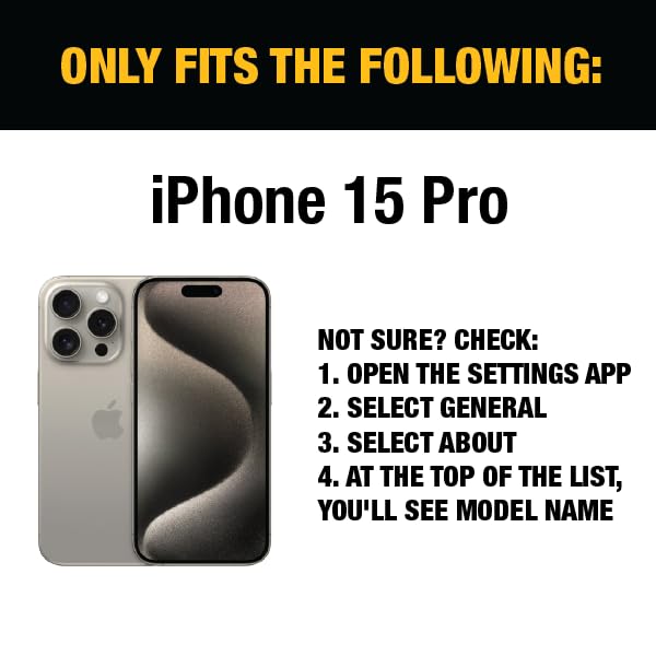 DEWALT Heavy Duty Glass Screen Protector for iPhone 15 Pro, 2 Pack Tempered Glass Screen Protector, Case Friendly, Perfect Install Tool Included, Long-Lasting Protection - size: iPhone 15 Pro