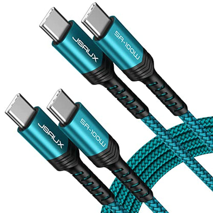 JSAUX 100W USB C to USB C Cable, 2-Pack 6.6FT, 5A Fast Charging, Green - color: Green, size: 6.6 ft+6.6 ft