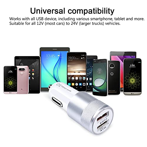 Fast Car Charger, Quick Charging 5.4A/30W Phone USB Car Charger Adapter - color: silver, style: USB A