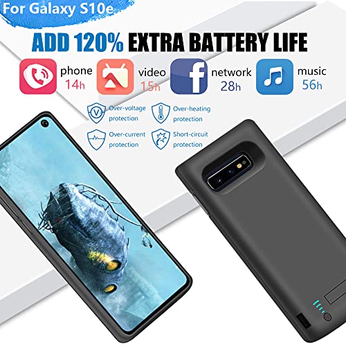 [Upgraded Battery Case for Samsung Galaxy S10e, 5000mAh Rechargeable Extended Battery Charger Case, Adds 1.2X Extra Juice (5.8 Inches) Black