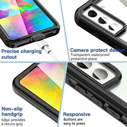 AICase Samsung Galaxy S22 5G 6.1 Inch Waterproof Case Snowproof Dustproof Shockproof IP68 Certified Full Body Protection Fully Sealed Underwater for Samsung S22 - color: Transparent/Green