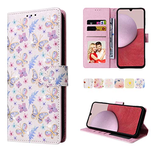 UEEBAI Wallet Case for Samsung Galaxy A34 5G, PU Leather Phone Cover Kickstand RFID Blocking Flip Case Card Slots Wrist Strap Relief Engraved Pattern Magnetic Closure Folio Cover - Butterfly - color: Butterfly, size: Samsung Galaxy A34 5G