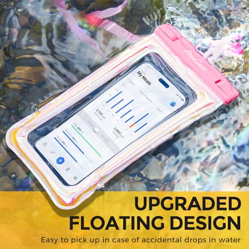 ProCase 2 Pack Floating Waterproof Phone Pouch, IPX8 Dry Bag for 7" Phones | Fits iPhone 17/16/15/14, Galaxy S24/S23 & Pixel 8/7. Touchscreen Waterproof Pouch for Swimming, Diving & Snow -Pinkblue - color: Pink/Blue