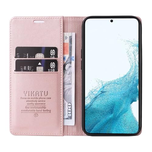 Compatible with Samsung Galaxy S22 Wallet Case PU Leather Flip Folio Case with Card Holder Magnetic Closure Shockproof Protective Phone Cover Rose Gold - color: Rose Gold, size: Samsung S22