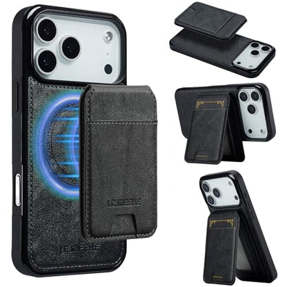 L3 2 in 1 Detachable Leather Wallet and Phone Cases Compatible with iPhone 17 Pro Max Case with Card Holder RFID Blocking, Compatible with Magsafe Charging 6.9 Kickstand (Black, IP 17 Pro Max) - color: Black, size: 6.9