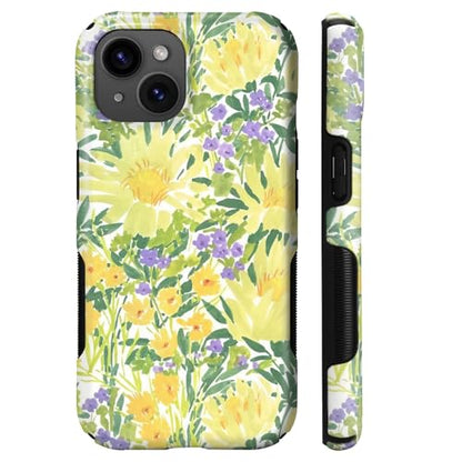 Case for iPhone 15 | Anti-Slip Side Handle| Bold Protective Design | Compatible with MagSafe | Bright Yellow Wildflowers | - color: Bright Yellow Wildflowers, size: iPhone 15