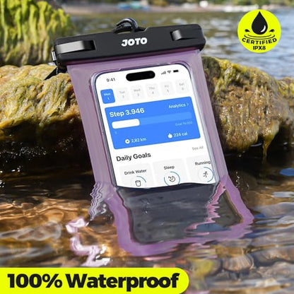 JOTO Up to 7" Universal Waterproof Phone Case for iPhone 16 15 14 13 Plus Pro Max, IPX8 Cellphone Dry Bag 12 11 Pro Max XR X 8 7 6S Plus SE, Galaxy S23 S22 S21 S20+ S20 Plus Note, Pixel -Clearpurple - color: Clearpurple, size: 1 Pack