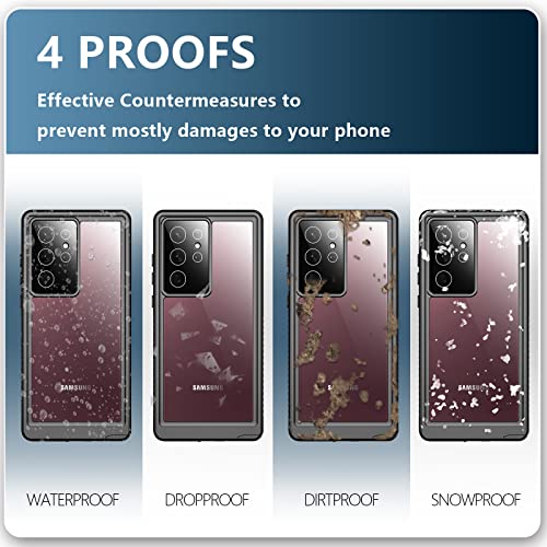 SPIDERCASE Designed for Samsung Galaxy S22 Ultra Case 6.8", Purple/Clear | [IP68 Waterproof] [Built-in Screen Protector] Full Sealed Protection Heavy Duty Shockproof Case - color: Purple
