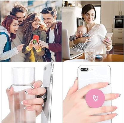 6 Pack Cellphone Phone Grip and Smartphones Stand, Collapsible Cell Phone Expanding Holder for Phone - Pink Black Purple Heart White, LJ002