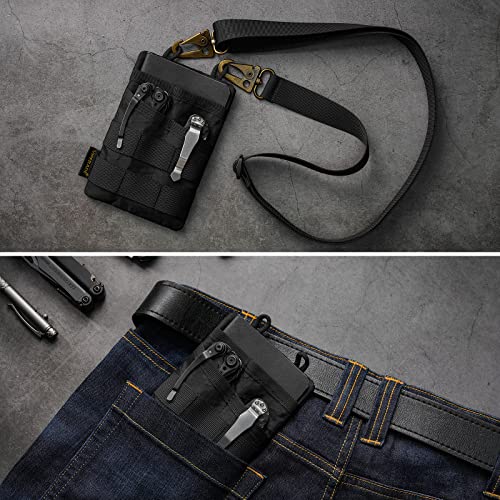VIPERADE VE3 Tool Organizer, Nylon Tool Belt Loop with 4 Pockets EDC Pouch for Flashlight/Pocket Knife, Tactical Pen, Notebook (X-PAC-BK) - color: X-PAC-BK