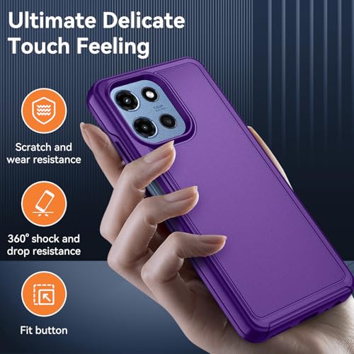 for Motorola Moto G 5G 2025/2026 Case with HD Screen Protector, Moto G Play 2026 Heavy Duty Shockproof Military Grade Full Body Protection Phone Cover (Purple) - color: Purple