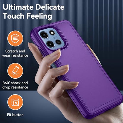 for Motorola Moto G 5G 2025/2026 Case with HD Screen Protector, Moto G Play 2026 Heavy Duty Shockproof Military Grade Full Body Protection Phone Cover (Purple) - color: Purple