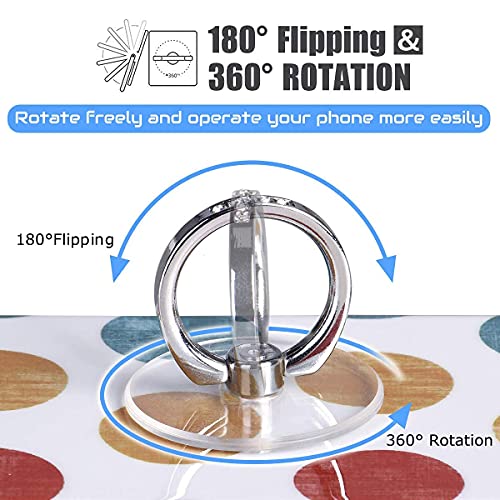 Transparent Phone Ring Holder Grip - EI Sonador Clear Cell Phone Ring Stand Holder Finger Grip Kickstand 360° Rotation, Compatible with Most of Phones, Tablets and Case (2 Silver Diamond) - color: 2 Silver Diamond