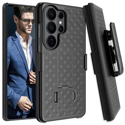 Fingic for Samsung Galaxy S26 Ultra Case with Belt Clip Holster Kickstand | Slim Combo Shell with Swivel Holster Rugged Shockproof Antiscratch Full Body Protective for Galaxy S26 Ultra 6.9" 2026,Black