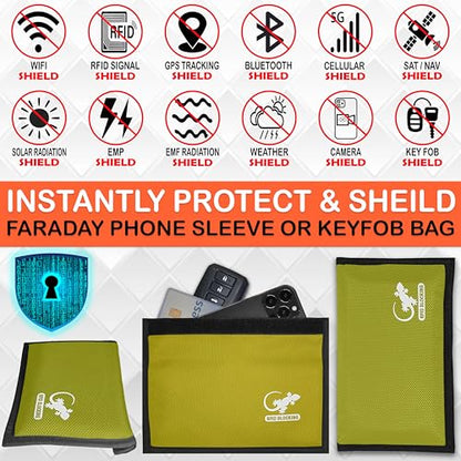 Faraday Bag Anti-Tracking GPS RFID Car Key Signal Blocker Wallet Shielding Pouch Protective Case for Cell Phone Car Key FOB, Data Privacy, Electronic Device Security (YELLOW - NYLON) - color: YELLOW - NYLON