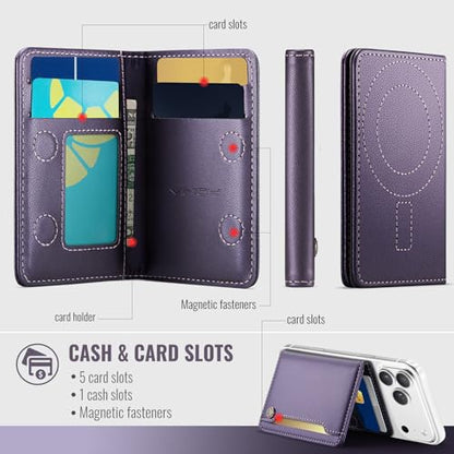 Vinich for MagSafe Wallet Magnetic RFID Blocking Card Holder, Purple - color: Purple