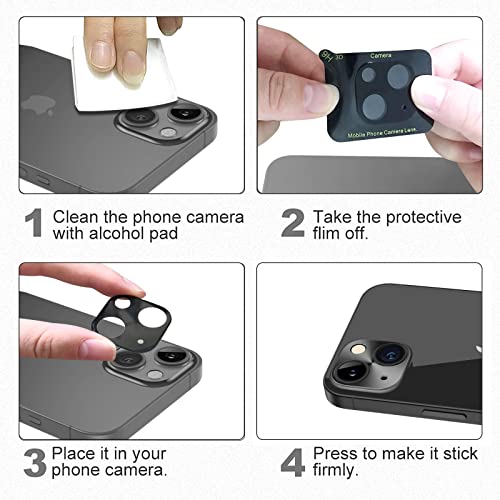For iPhone Camera Lens Protector - [2 Pack] Premium Aluminum Alloy Back Rear Camera Lens Screen Cover Case Shield (Black- iPhone 13/13 Mini) - color: Black- iPhone 13/13 Mini