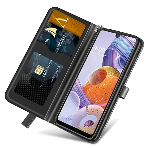 LG Stylo 6 Wallet Case with Card Holder/Slot,PU Leather Flip Folio Shell [Magnetic Closure][Wrist Strap][Kickstand] Shockproof Cover Fit LG Stylo 6(6.8''),Black - color: Black, size: LG Stylo 6