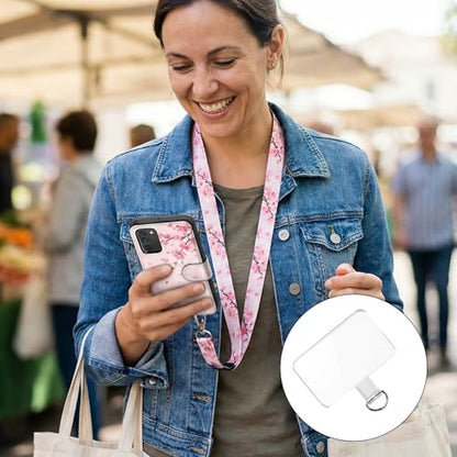 8 Pcs Cell Phone Tether Tab, Transparent Phone Tab for Lanyard Universal Tether Tabs for Most Smartphone Case Square Type Silver Buckle