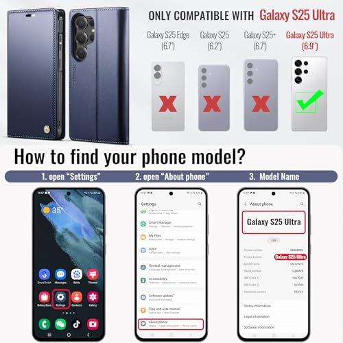 for Samsung Galaxy S25 Ultra 2in1 Detachable Wallet Case, Deepblue | Compatible with Magsafe, Magnetic, RFID Blocking Card Holder, Shockproof, Kickstand, Wireless Charging, PU Leather Flip Cover - color: Deep Blue, size: Galaxy S25 Ultra - 6.9"