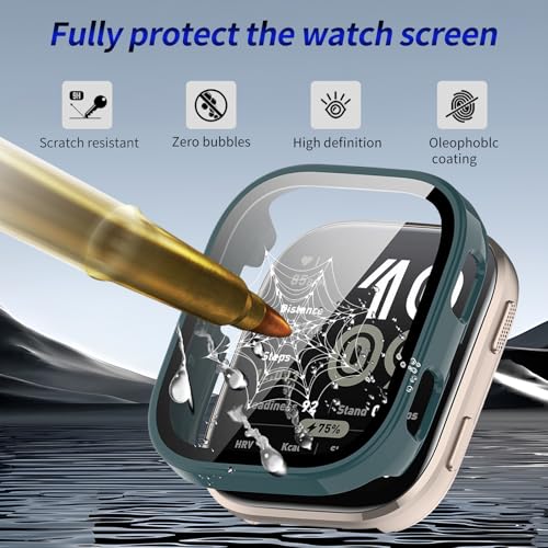 2 Pack for Amazfit Bip 6 Screen Protector Case - color: Dark Green+Dark Green