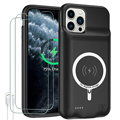 Battery Case for iPhone 11 Pro,Upgraded 10000mAh High Capacity Rechargeable Portable Extended Charger Case Wireless Charging Compatible with iPhone 11 Pro (5.8 inch) Charging Cover & Carplay (Black) - size: iPhone 11 Pro