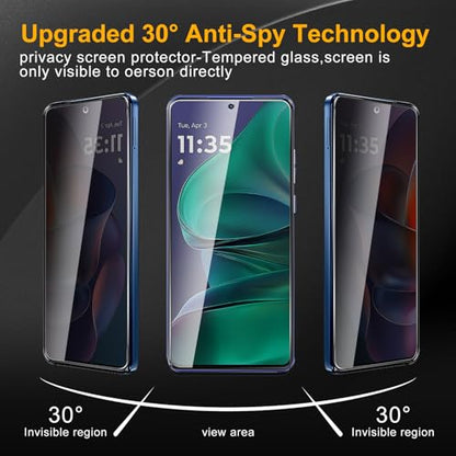 3 Pack Privacy Screen Protector for Motorola Moto G Stylus 5G 2025/2024, Anti Spy Tempered Glass 9H Hardness, Black Protector Anti Spy, Bubble Free, Anti-Scratch - size: Moto G Stylus 2025/2024(3 Privacy Screen + 0 Lens)
