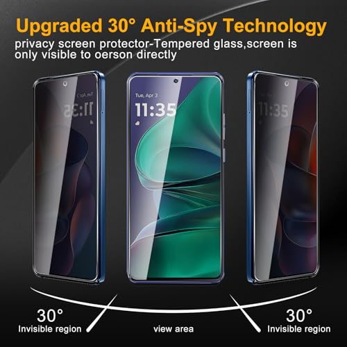 3 Pack Privacy Screen Protector for Motorola Moto G Stylus 5G 2025 With 3 Pack Camera Lens Protector, Anti Spy Tempered Glass Film, 9H Hardness, Black Protector, Anti-Scratch, Bubble Free - size: Moto G Stylus 5G 2025(3 Privacy Screen + 3 Lens)