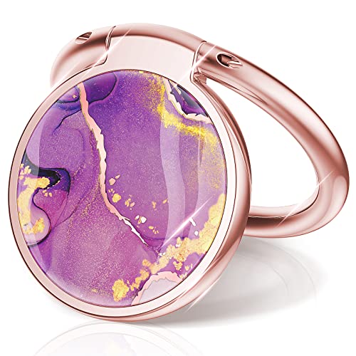 Phone Ring Grip Holder, 360° Rotation Cell Phone Grip Stand, Finger Ring Stand, Metal Finger Ring Grip Kickstand Compatible with iPhone 17 Pro Max 16 15 14 13 12 Magsafe Accessories, Purple - color: Crystal Purple