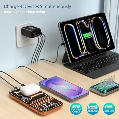 40W USB C Charger Block, Besgoods 25W Super Fast Charging with 6ft Long Braided USB C Cable Set for iPhone 17 16 15 Pro Max Galaxy S26 S25 iPad Tablets Androids - color: Black