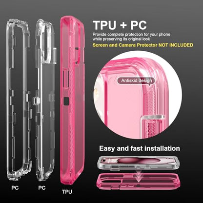 Follaroma for iPhone 15 Case, Heavy Duty Shockproof Protection Phone Cases, Anti-Drop, Dual Layer Transparent Protective Cover Compatible with iPhone 15, 6.1 inch,Crystal Pink - color: Pink, size: iPhone 15 6.1‘’