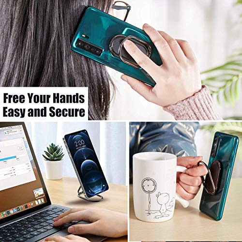 Foldable Phone Ring Holder, 360° Rotating Metal Grip Kickstand - color: Gun Black, size: Oval black
