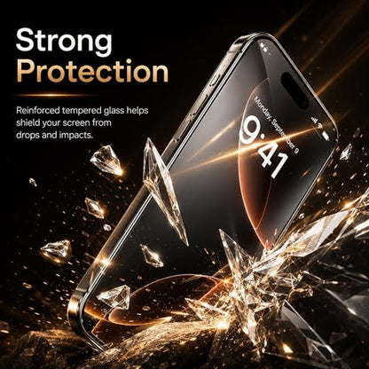 2 Pack Screen Protector for iPhone 15 Plus, 9H Tempered Glass, HD Clear, Anti-Scratch, Bubble-Free Easy Installation, Case Friendly