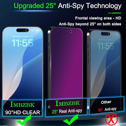 IMBZBK 3 Pack Colorful Privacy Screen Protector for iPhone 17 Pro Max